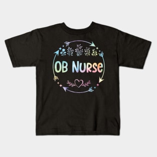 OB Nurse cute floral watercolor Kids T-Shirt